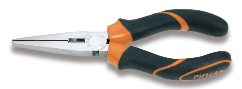 BETA Extra long Flat Knurled Nose Pliers Size 200 Bi-Material Handles 011620040