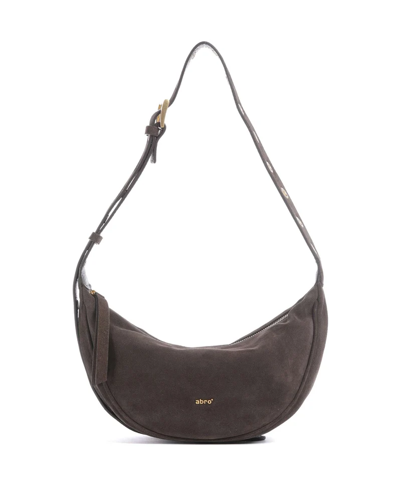Abro Suede By My Side Small Axelremsväska dark brown