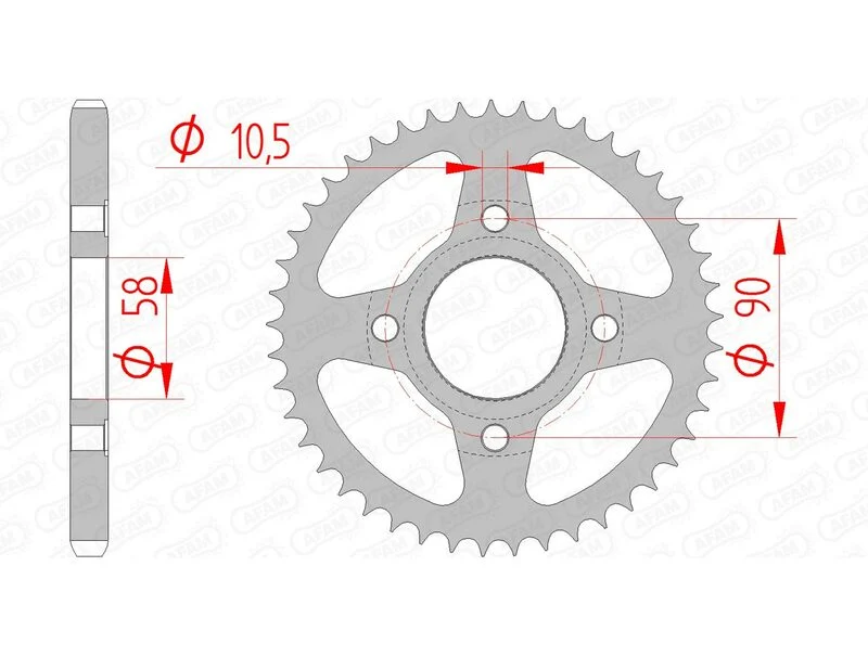 AFAM Steel Standard Rear Sprocket 10223 - 428 10223-43