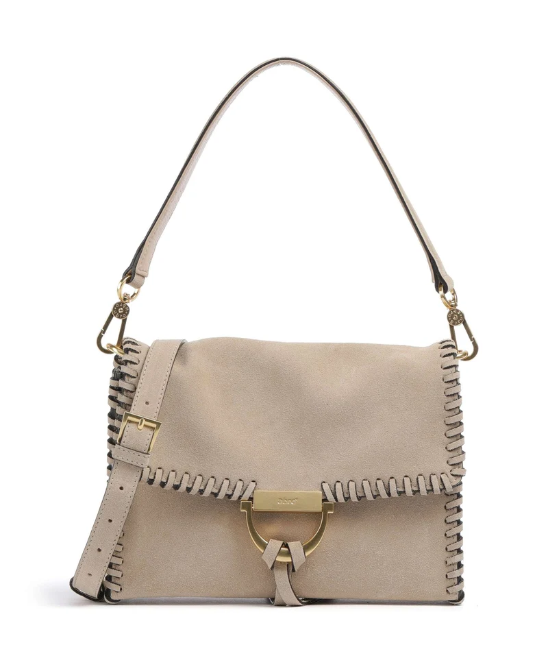 Abro Suede Temi Stitch Axelremsväska natural
