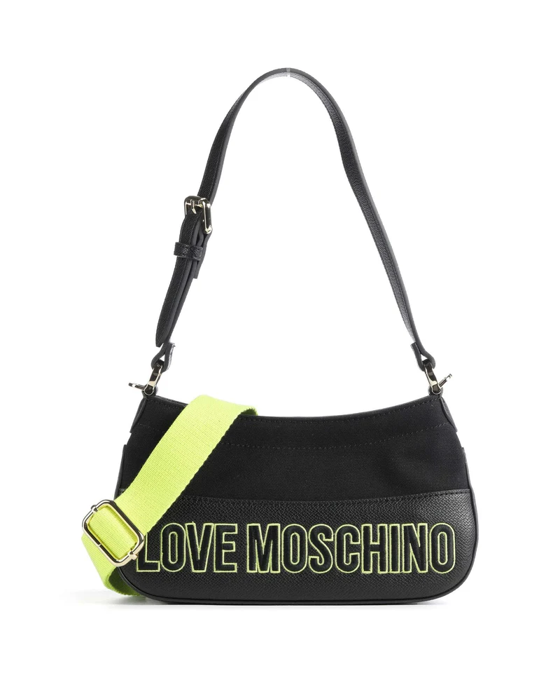 Love Moschino Free Time Axelremsväska nero/lime