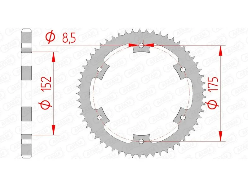 AFAM Steel Standard Rear Sprocket 12207 - 428 12207-55
