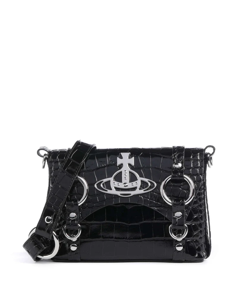 Vivienne Westwood Kim Embossed Croc Crossover väska black