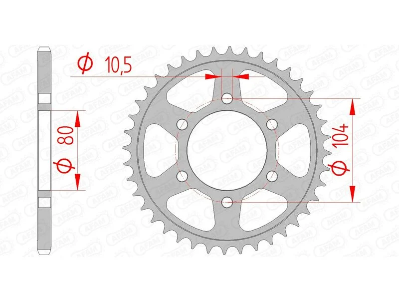 AFAM Steel Standard Rear Sprocket 16504 - 520 16504-40