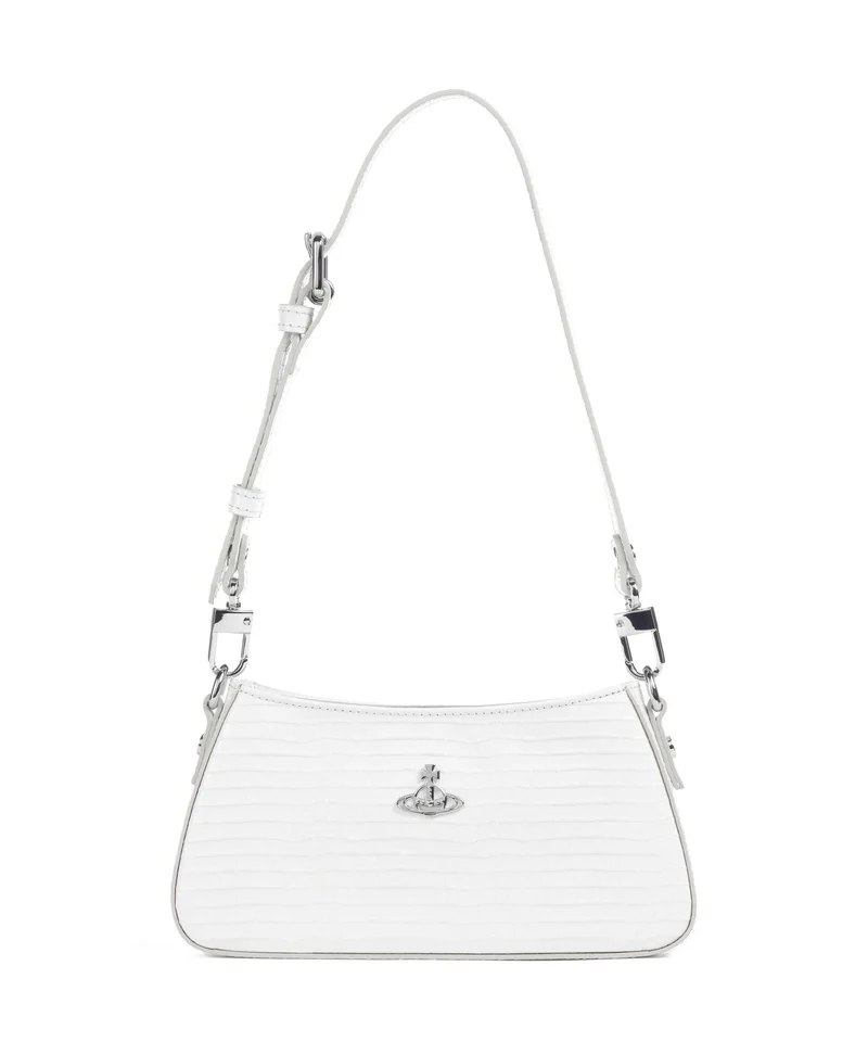 Vivienne Westwood Tasha Embossed Croc Mini Axelremsväska white