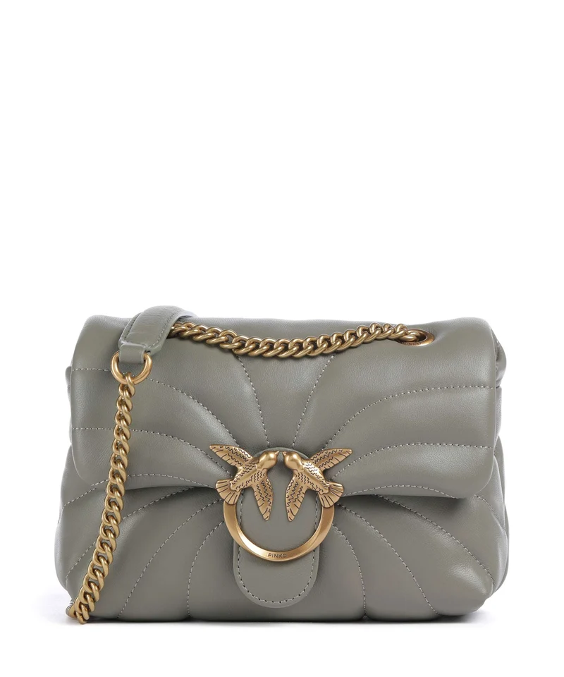 Pinko Love Puff Mini Axelremsväska verde vertiver/antique gold
