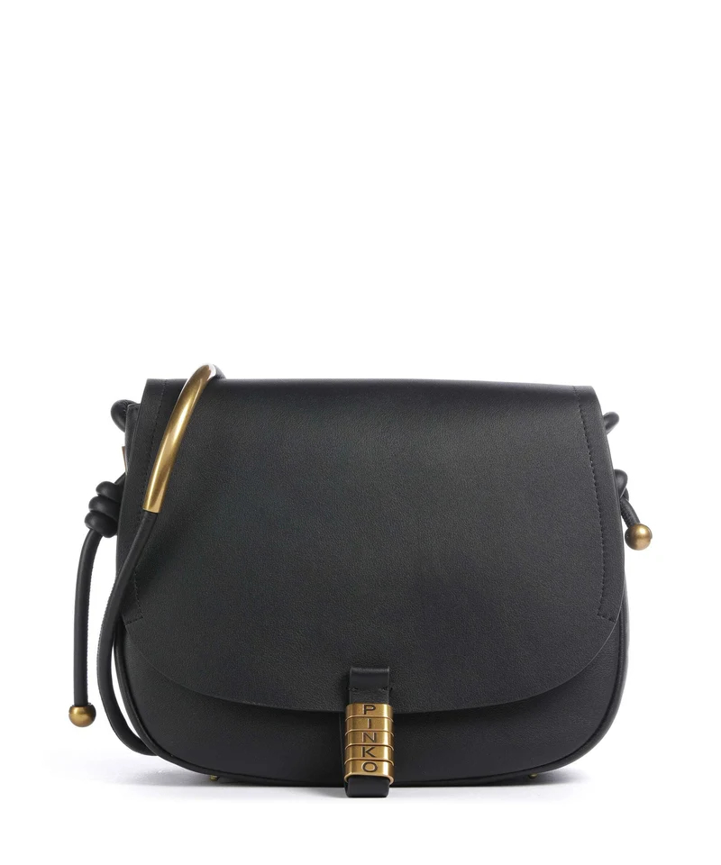 Pinko Saddle Classic Crossover väska nero/antique gold