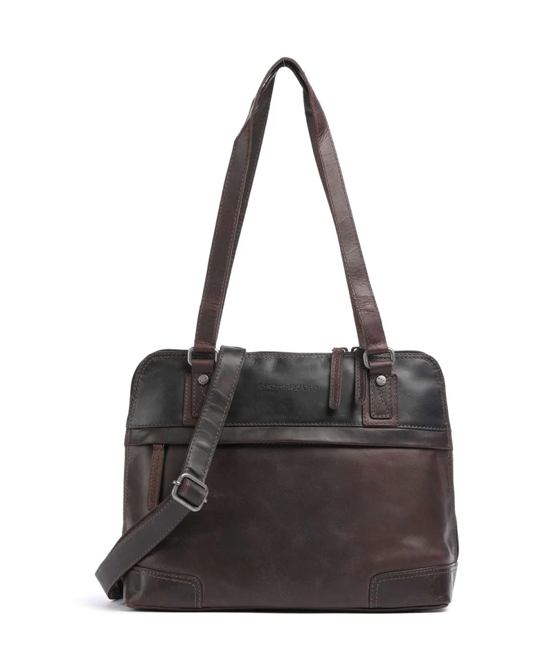 The Chesterfield Brand Wax Pull Up Cow Belgrado Axelremsväska brown