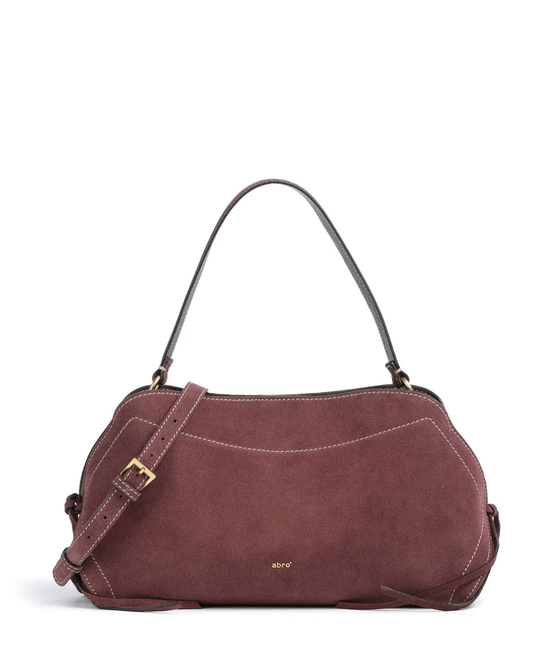 Abro Suede Necessity Small Axelremsväska burgundy