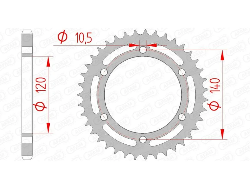 AFAM Steel Standard Rear Sprocket 16605 - 525 16605-38