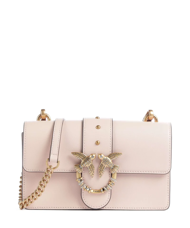 Pinko Love One Mini New Buckle Crossover väska rosa cammeo/antique gold