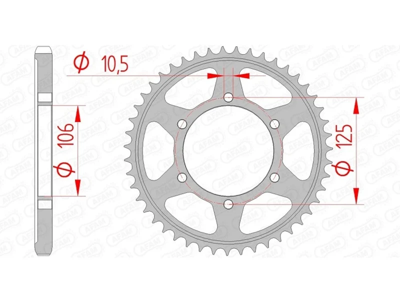 AFAM Steel Standard Rear Sprocket 86605 - 525 86605-42