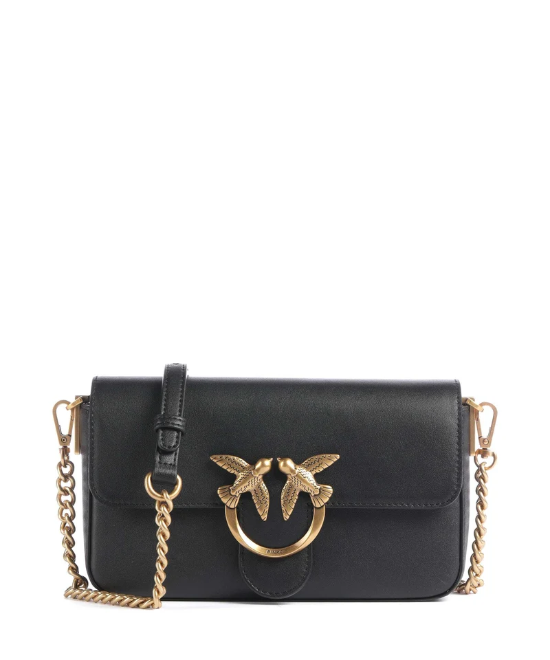 Pinko Love One Mini Slouchy Crossover väska nero/antique gold