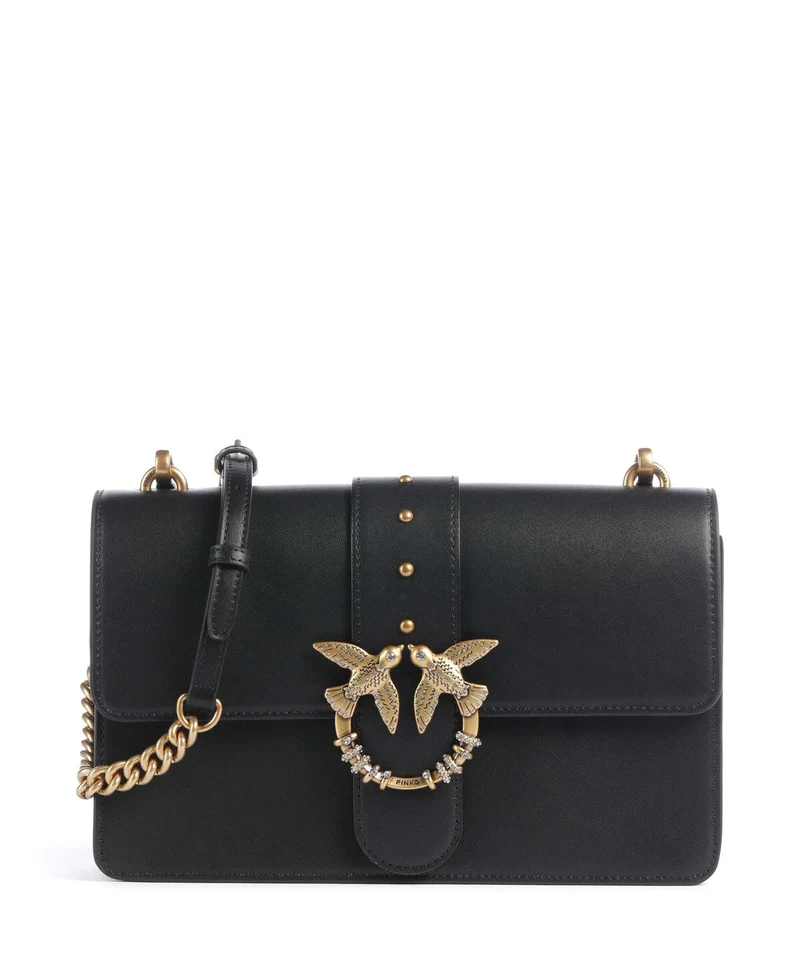Pinko Love One Classic New Buckle Crossover väska nero/antique gold
