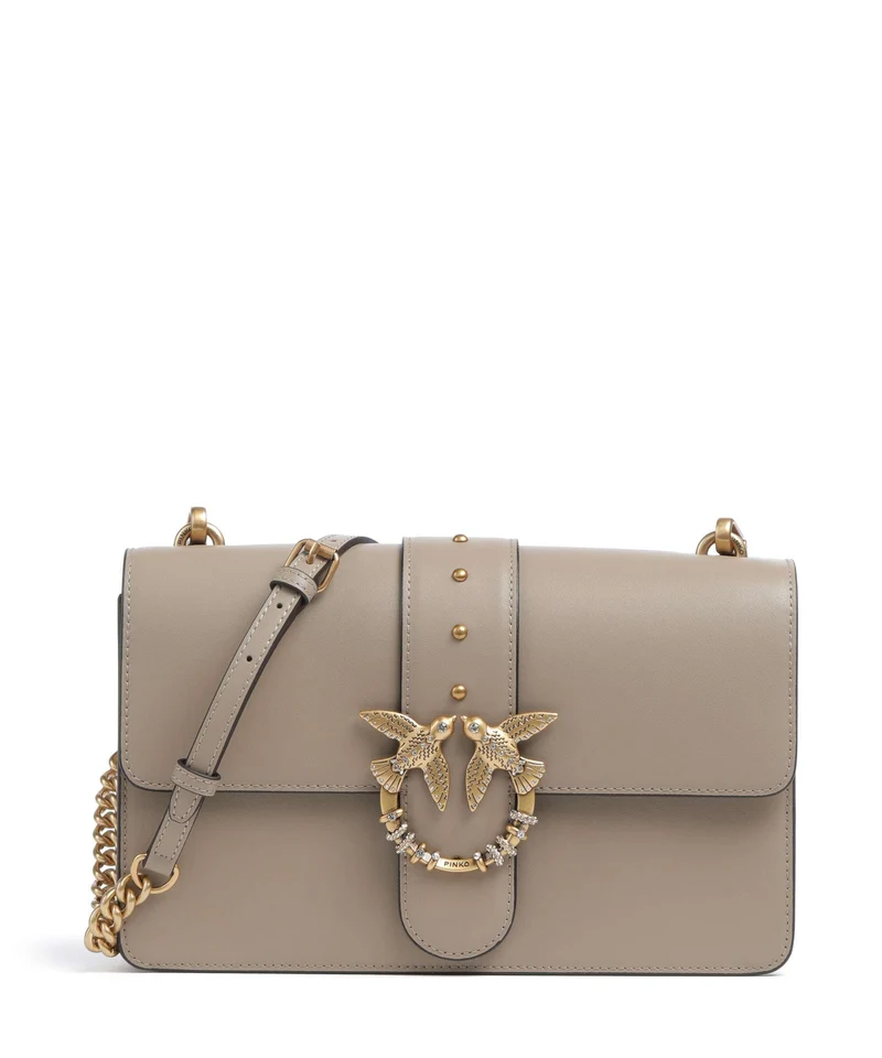 Pinko Love One Classic New Buckle Crossover väska grigio talpa/antique gold
