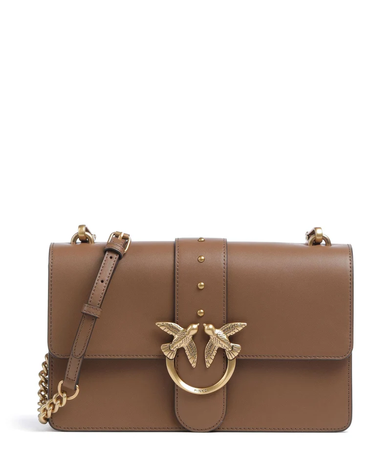 Pinko Love One Classic Crossover väska marrone cognac/antique gold