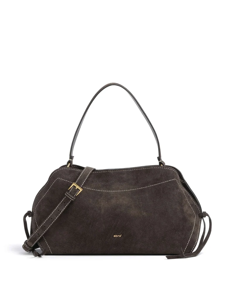 Abro Suede Necessity Small Axelremsväska dark brown