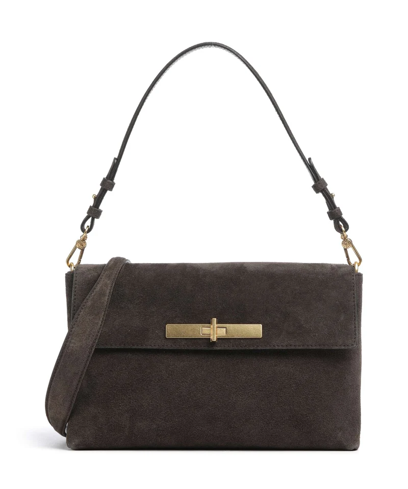 Abro Suede Twist Axelremsväska dark brown