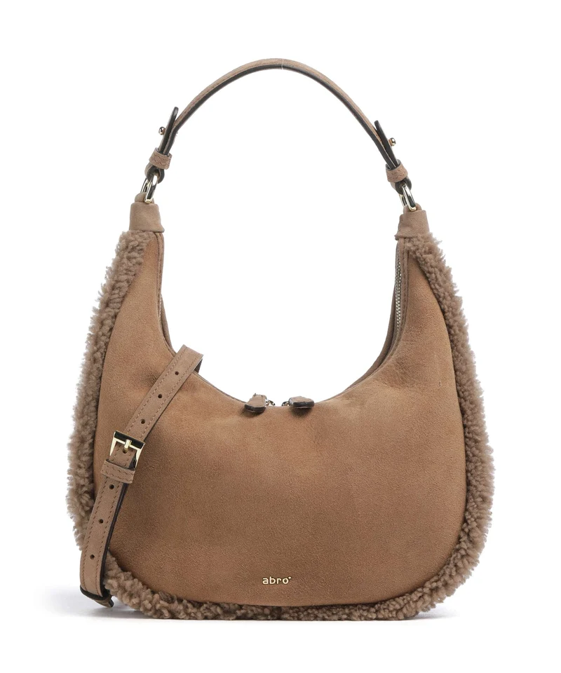 Abro Shearling Nana Mini Axelremsväska cappuccino