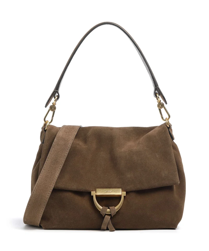 Abro Suede Temi Medium Axelremsväska khaki