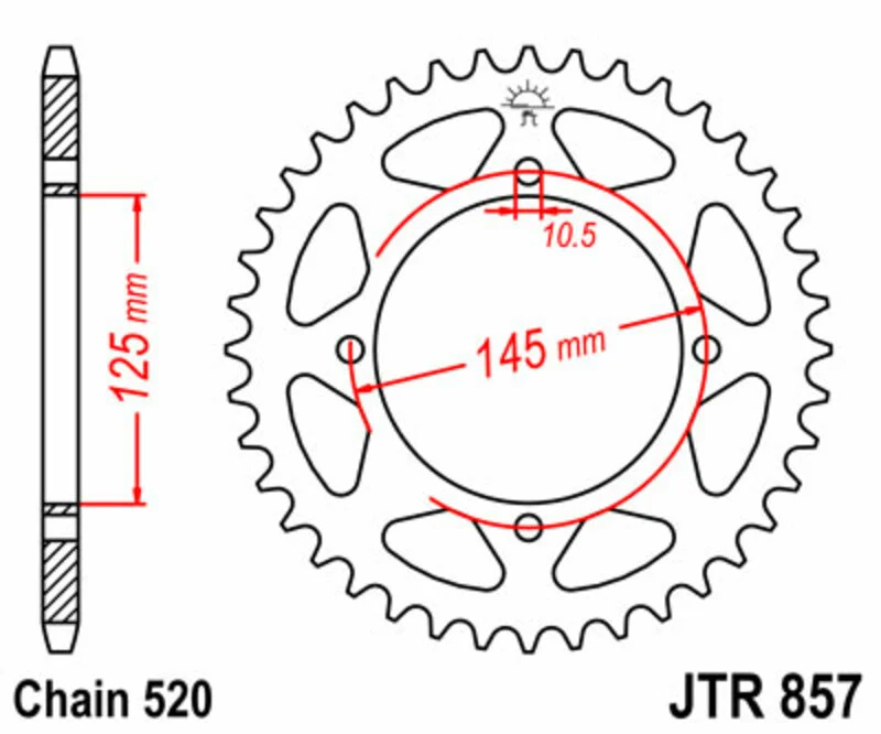 JT SPROCKETS Steel Standard Rear Sprocket 857 - 520 JTR857.47