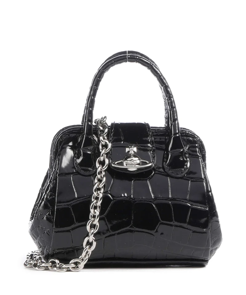 Vivienne Westwood Pamela Embossed Croc Mini Crossover väska black