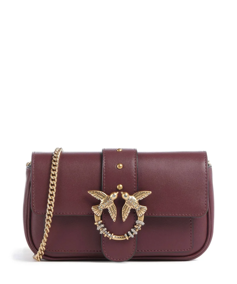 Pinko Love One Pocket New Buckle Crossover väska ribes intenso/antique gold