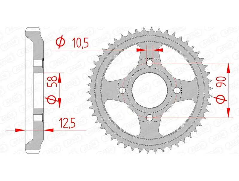 AFAM Steel Standard Rear Sprocket 10216 - 428 10216-50