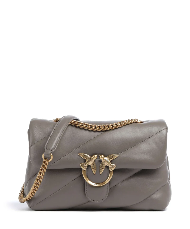 Pinko Love Puff Classic Axelremsväska grigio asfalto/antique gold