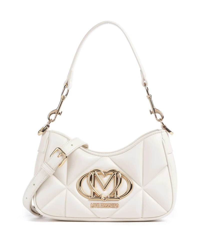 Love Moschino Embossed Q Axelremsväska ivory
