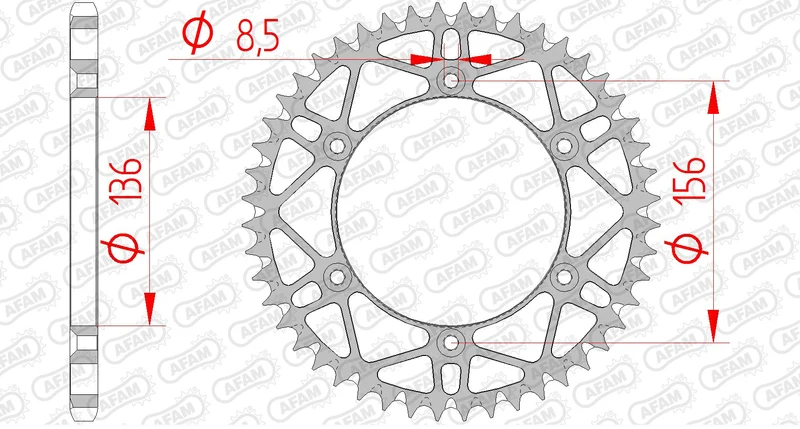 AFAM Steel Self-Cleaning Rear Sprocket 14206 - 520 14206SLK+49