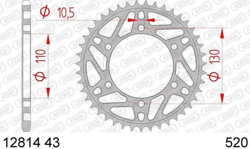 AFAM Steel Standard Rear Sprocket 12814 - 520 12814-43