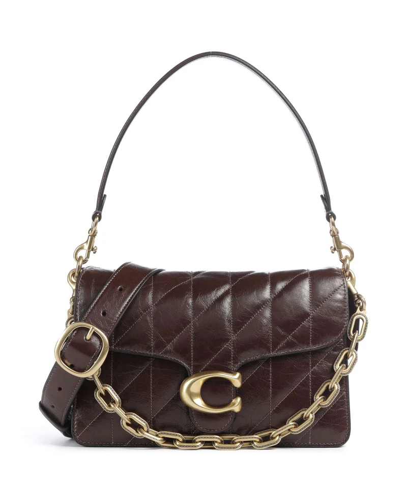 Coach Tabby Quilted Glazed Axelremsväska maple