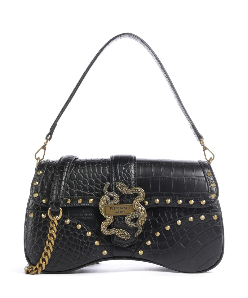 Just Cavalli Iconic Snakes Axelremsväska black