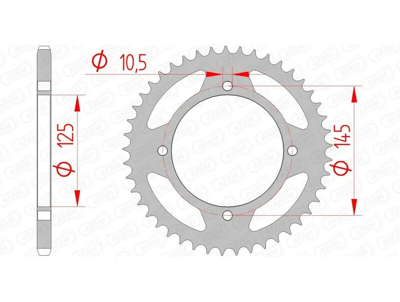 AFAM Steel Standard Rear Sprocket 12505 - 520 12505-45