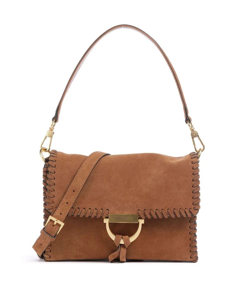 Abro Suede Temi Stitch Axelremsväska cuoio
