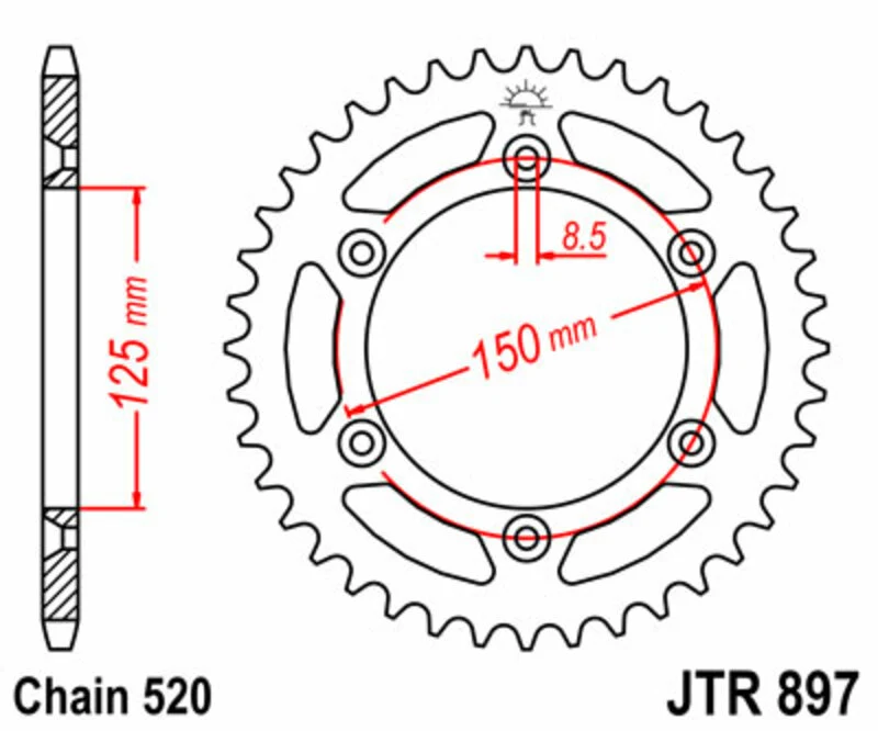 JT SPROCKETS Steel Standard Rear Sprocket 897 - 520 JTR897.47
