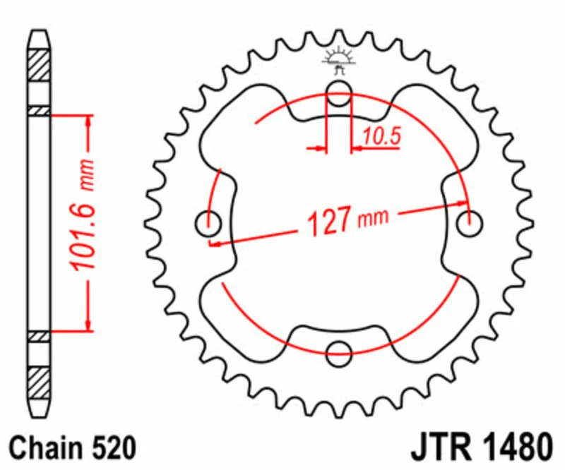 JT SPROCKETS Steel Standard Rear Sprocket 1480 - 520 JTR1480.37