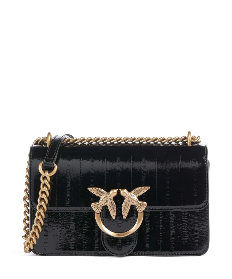 Pinko Love One Mini Axelremsväska nero/antique gold