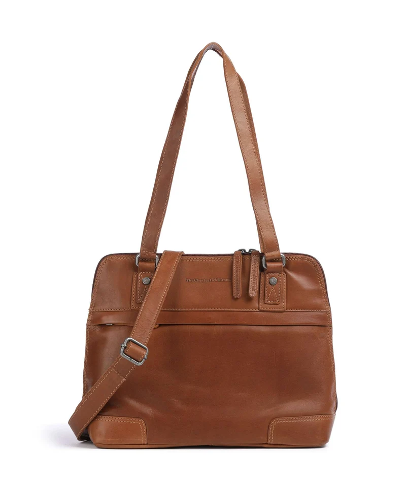 The Chesterfield Brand Wax Pull Up Cow Belgrado Axelremsväska cognac