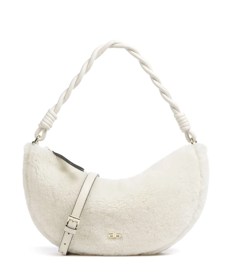 Abro Shearling Moon Axelremsväska milk