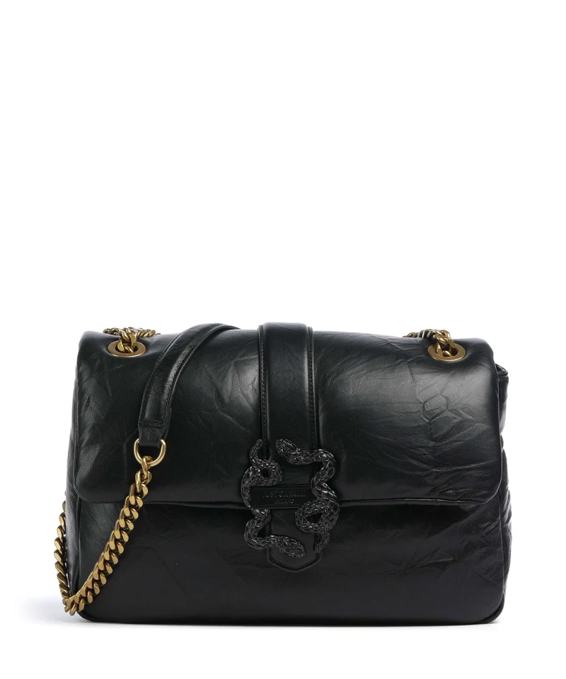 Just Cavalli Iconic Snakes Puffy Axelremsväska black