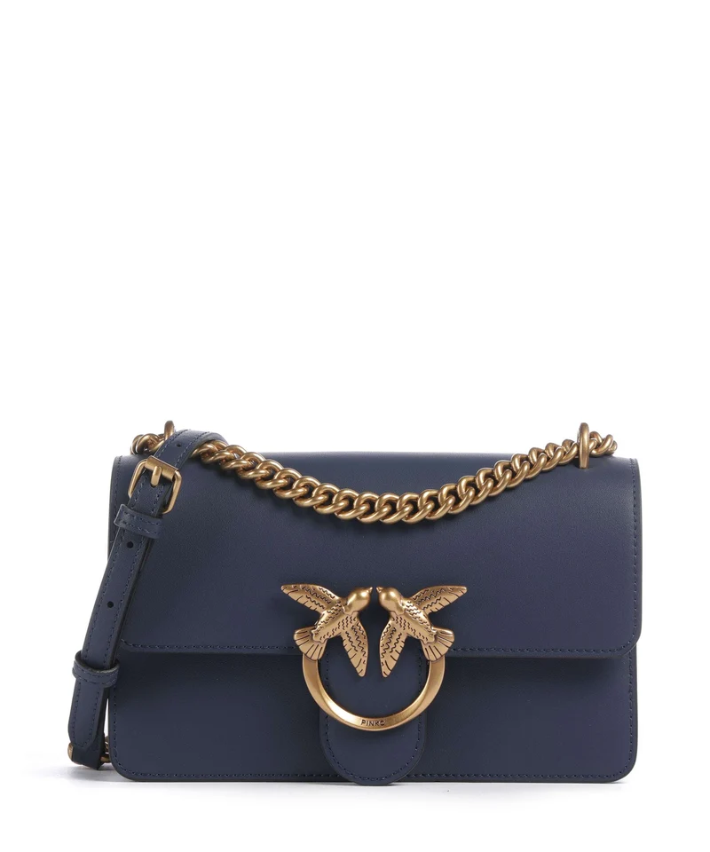 Pinko Love One Mini Axelremsväska blu indaco ombroso/antique gold