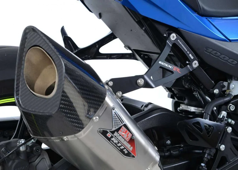 Exhaust Hanger & left hand footrest blanking plate (kit), BLACK, Suzuki GSX-R1000/R 17-