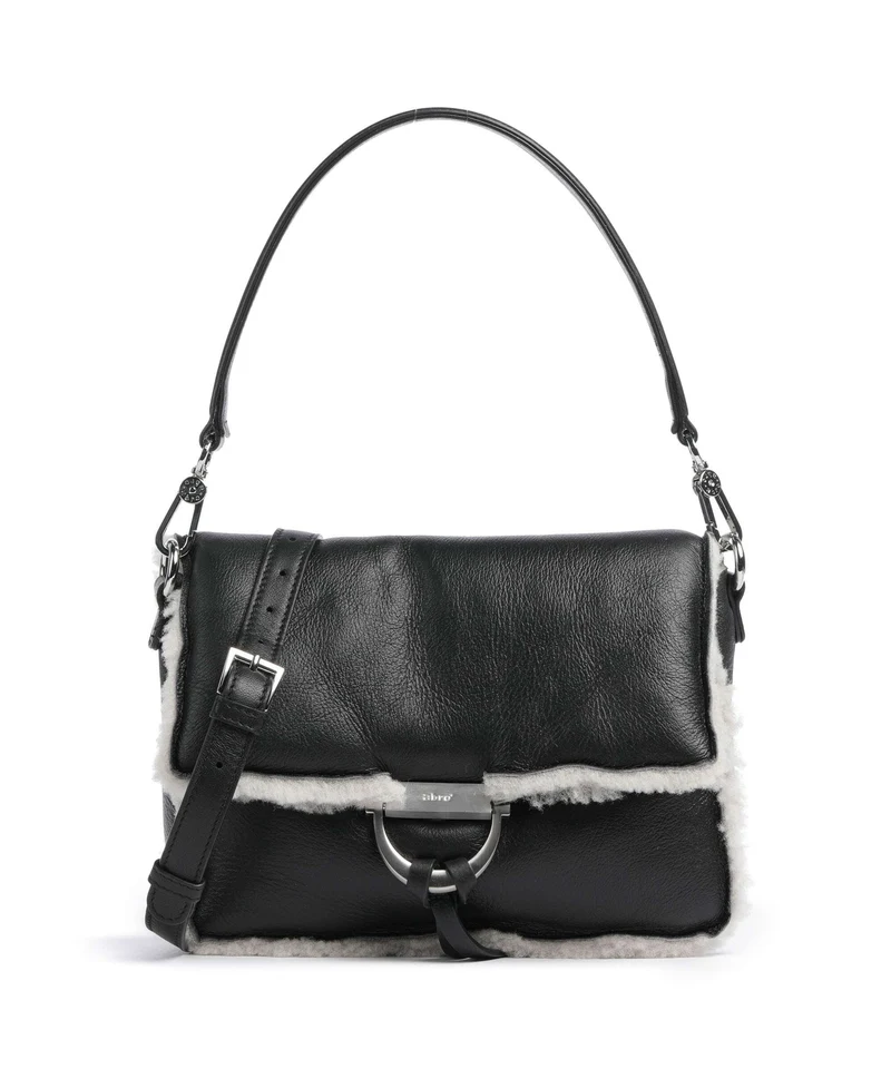 Abro Shearling Temi Axelremsväska black/white