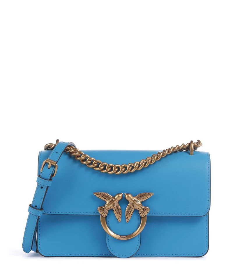 Pinko Love One Mini Axelremsväska azzurro dresda/antique gold