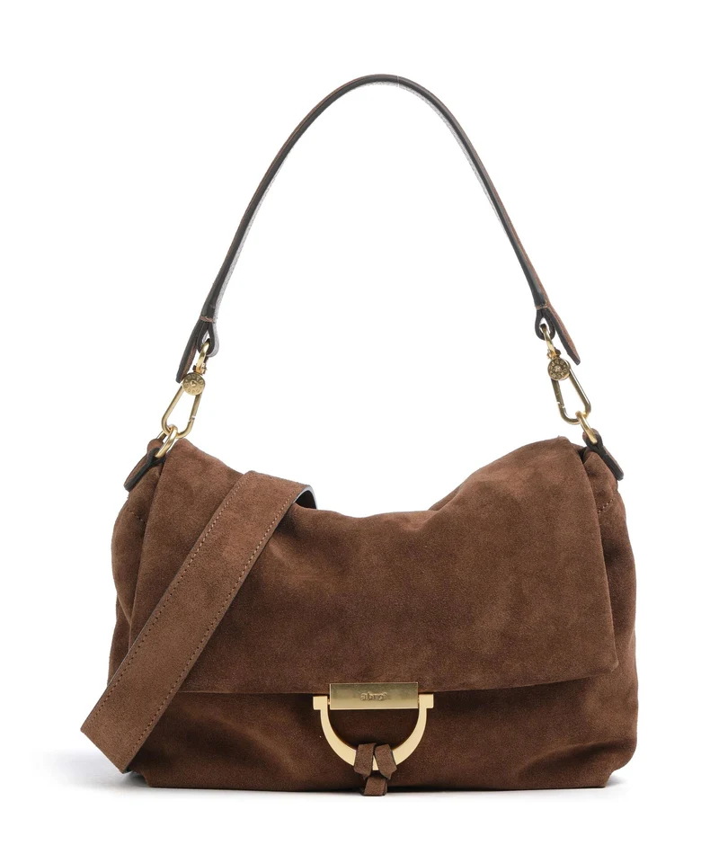 Abro Suede Temi Medium Axelremsväska wood