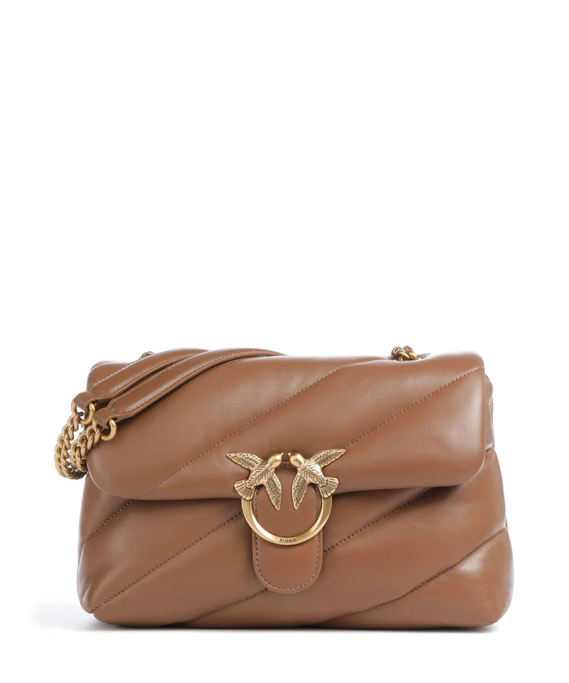 Pinko Love Puff Classic Axelremsväska marrone cognac/antique gold