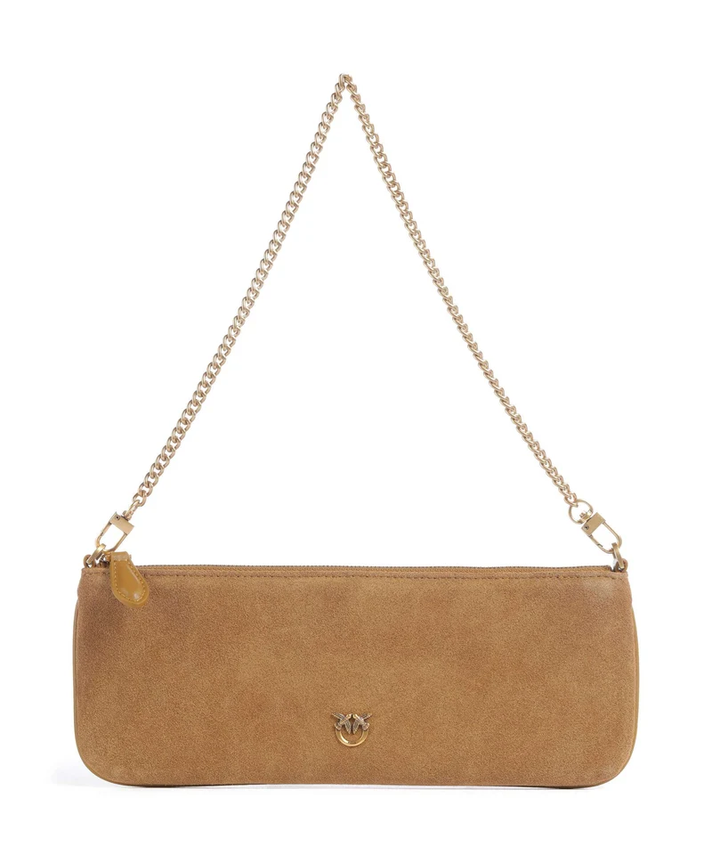Pinko Flat Horizontal Axelremsväska marrone dorato/antique gold