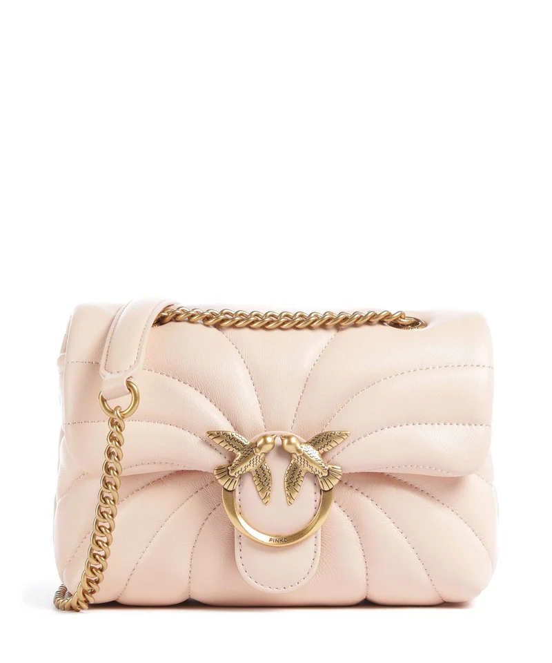 Pinko Love Puff Mini Axelremsväska rosa cammeo/antique gold
